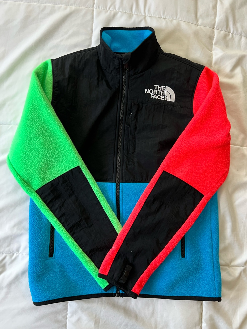 The North Face Kids Denali Colorblock Fleece Jacket - Blue, Green & Pink